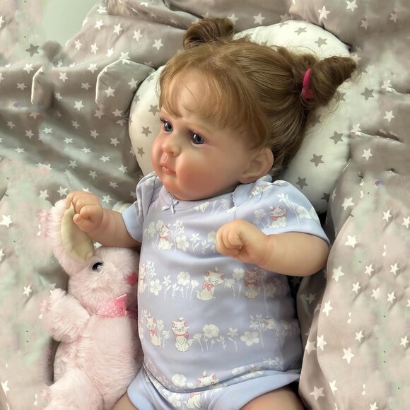 💫 Reborn Baby Doll Jocy Blue Poseable Hand-Painted Soft Weighted Body Kids Toy - Picture 7 of 7